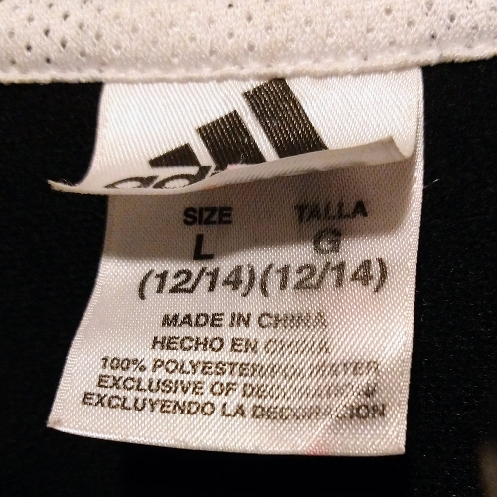 Adidas Youth Large (12-14) Black Warm-Up Track Jacket W/Full Zip - Picture 3 of 4